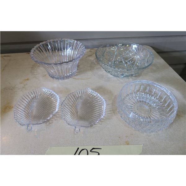 Glass/Crystal Bowls X5