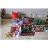 Image 1 : Xmas Bundle - Tree Holder, Clothe and Ribbons, LED Lights, Basket and Ornaments