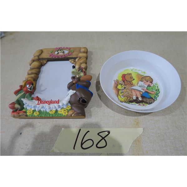 Winnie the Pooh Plastic Bowl and Disney Splash Mountain Picture Fame