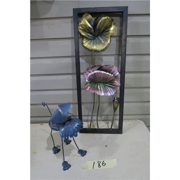 Metal Decorations - Hanging Flower Picture, Table Top Dog Light