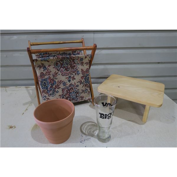 Home Items X4Glass, Pot, Small Footstool, Magazine Holder