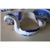 Image 10 : Blue Decorative Glass/Porcelain Items - Swan Bowl Vase X2, Plate X2, Tile X1, Cups X2, Milk/Sugar Co