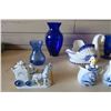 Image 2 : Blue Decorative Glass/Porcelain Items - Swan Bowl Vase X2, Plate X2, Tile X1, Cups X2, Milk/Sugar Co