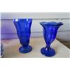 Image 7 : Blue Decorative Glass/Porcelain Items - Swan Bowl Vase X2, Plate X2, Tile X1, Cups X2, Milk/Sugar Co