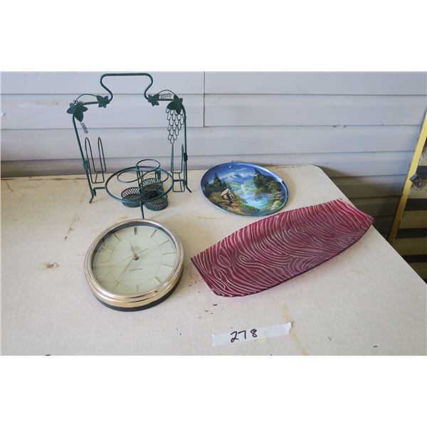 Home Décor - Clock, Painted Metal Plate, Green Decorative, Napkin/Utensil Holder and Plate