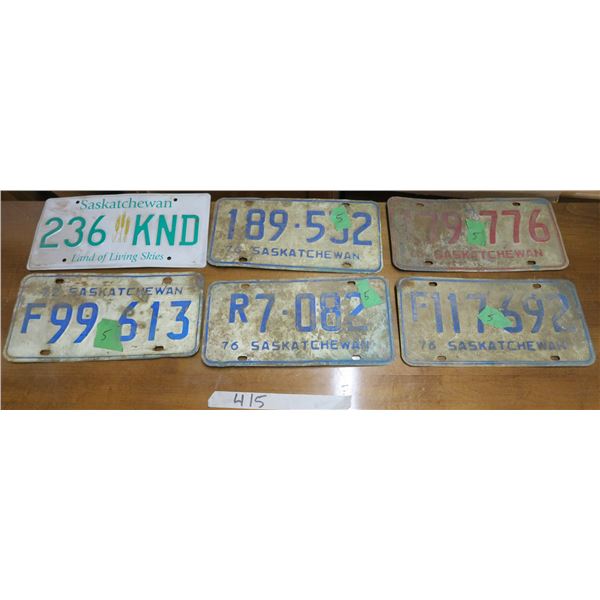 6X Saskatchewan Car License Plates - 72', 75, 76 X3  and other