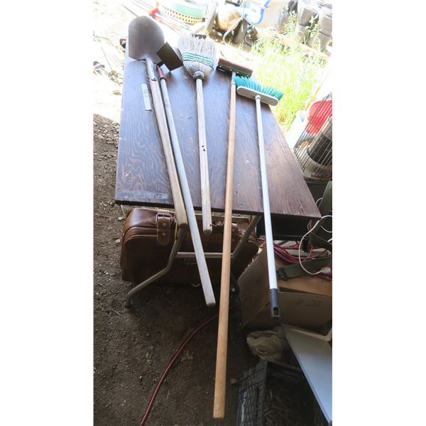 Garden/Outdoor Tools -Shovel, Broom X2, Hoe and Squeegee