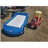 Image 2 : child's racecar bed w/ base, mattress & little tikes foot pedal car