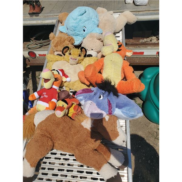 lot of assorted stuffed animals, disney, bears, etc