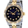 Image 1 : Rolex 2T Blue Vignette Pyramid Diamond Oyster Perpetual Datejust 36MM