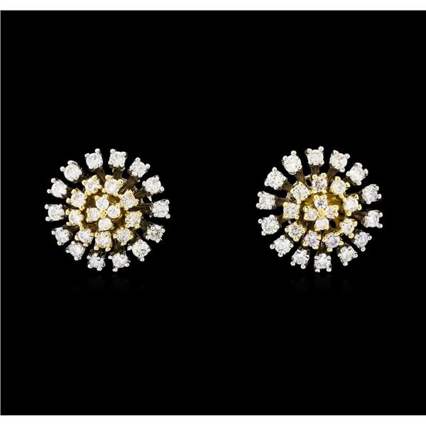 0.67 ctw Diamond Earrings - 14KT Two Tone Gold