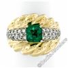 Image 2 : Vintage 18kt Gold 2.29 ctw GIA Certified Colombian Emerald and Diamond Cocktail