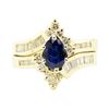 Image 1 : 1.53 ctw Oval Brilliant Blue Sapphire And Diamond Ring & Wedding Band - 14KT Yel