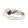 Image 3 : 1.60 ctw Blue Sapphire And Diamond Ring - 14KT White Gold
