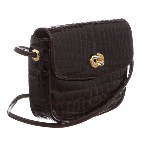 For the Art Brown Croc Leather Crossbody Bag