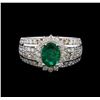 Image 2 : 14KT White Gold 1.41 ctw Emerald and Diamond Ring