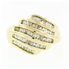 Image 1 : 14k Yellow Gold 1.15 ctw 5 Channel Baguette Diamond Wide Tiered Swirl Band Ring