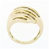 Image 8 : 14k Yellow Gold 1.15 ctw 5 Channel Baguette Diamond Wide Tiered Swirl Band Ring