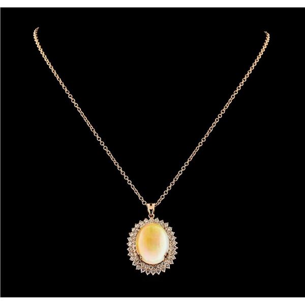 26.39 ctw Opal and Diamond Pendant With Chain - 14KT Rose Gold