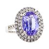 Image 2 : 4.75 ctw Tanzanite And Diamond Ring - 14KT White Gold