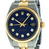 Image 2 : Rolex Mens 2 Tone Blue Diamond 36MM Oyster Perpetual Datejust Wristwatch
