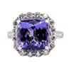 Image 1 : 9.18 ctw Tanzanite and Diamond Ring - Platinum