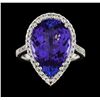 Image 2 : GIA Cert 8.25 ctw Tanzanite and Diamond Ring - 14KT White Gold