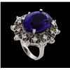 Image 4 : GIA Cert 19.97 ctw Tanzanite and Diamond Ring - 14KT White Gold