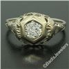 Image 2 : Antique Art Deco 18kt White Gold 0.42 ctw European Diamond Filigree Ring