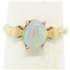 Image 2 : Vintage 14K Yellow Gold 0.65 ctw Petite Oval Cabochon Opal Solitaire Ring Size 6