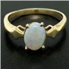 Image 8 : Vintage 14K Yellow Gold 0.65 ctw Petite Oval Cabochon Opal Solitaire Ring Size 6