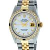 Image 2 : Rolex Mens 2 Tone MOP String Diamond & Sapphire 36MM Oyster Perpetual Datejust