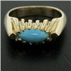 Image 5 : 14k Gold Ribbed Marquise Cabochon Robin Egg Turquoise Solitaire Ring