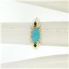 Image 7 : 14k Gold Ribbed Marquise Cabochon Robin Egg Turquoise Solitaire Ring