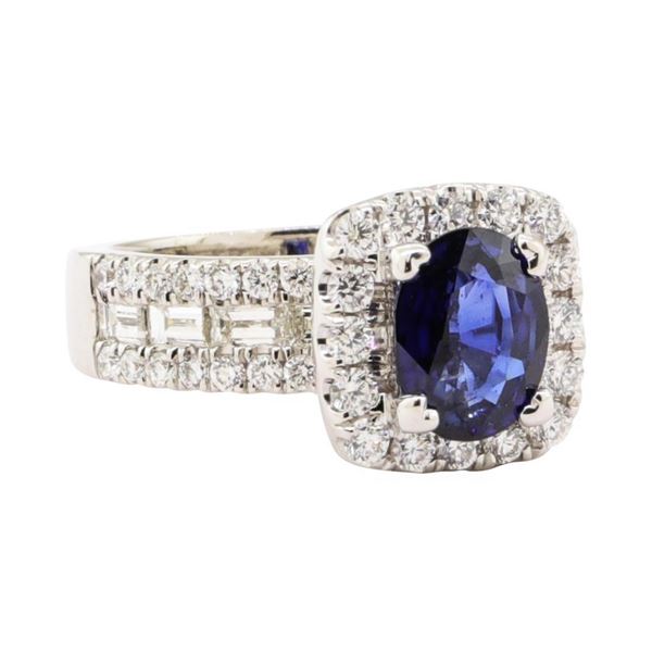 2.79 ctw Blue Sapphire And Diamond Ring - 14KT White Gold