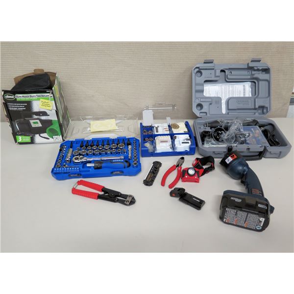 Misc Tools: Dremel 4000 Rotary Tool, Kobalt Socket Set, Ryobi P700 Flashlight