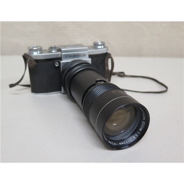 Praktica 35mm Film Camera w/ 190mm Yashica Zoom Lens