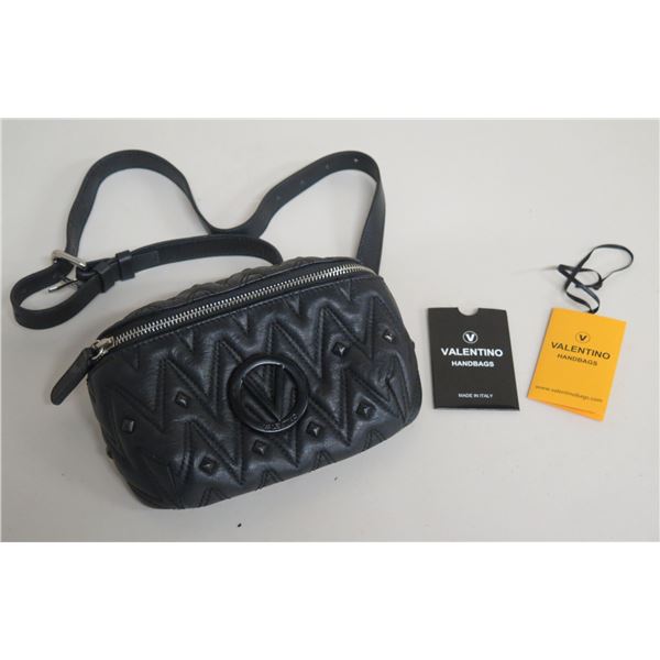Mario Valentino Italy Black Zipper Handbag w/ Shoulder Strap
