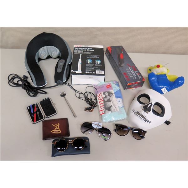 Lava Iron, Smilesonic Electric Toothbrush, Neck Massage, Sunglasses, Mask, etc