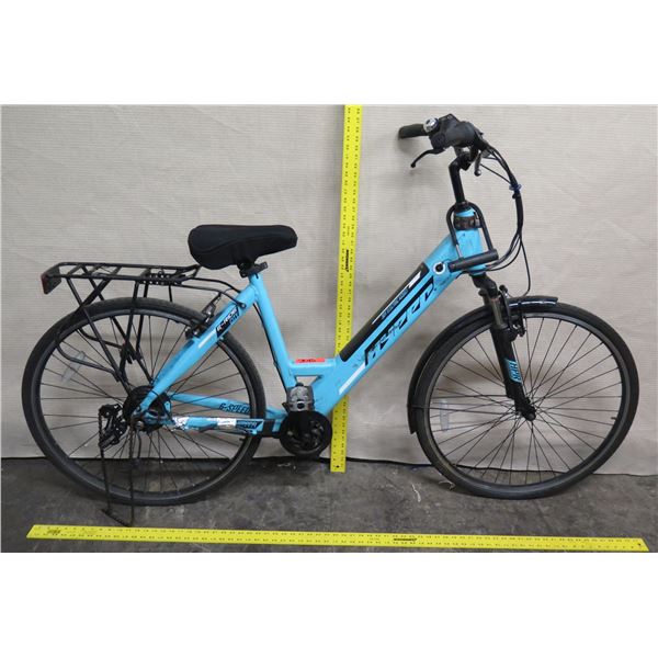 Hyper 36Y Electric Assist 6 Speed E-Ride City Bike w/ Back Rack