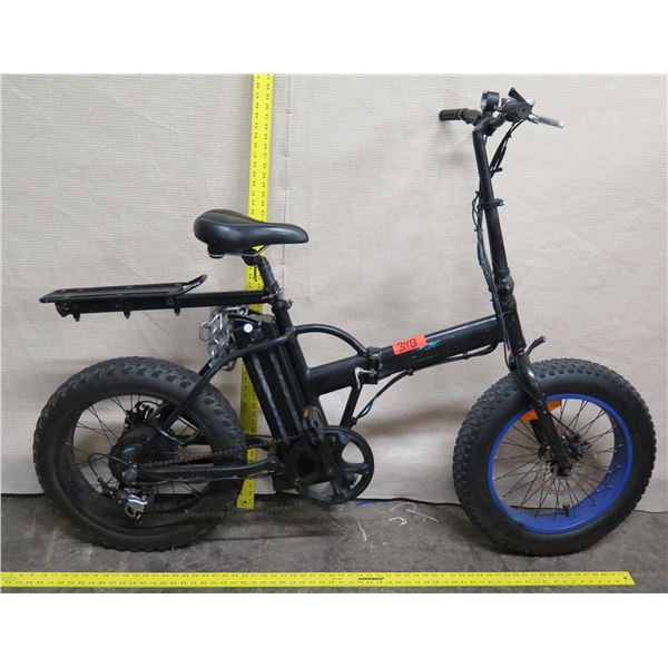 Velo Black Electric Bike w/ Back Rack & Fat Chaoyang Tires