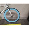 Image 2 : Pure Fix Cycles Men's White Bike w/ Blue Tires
