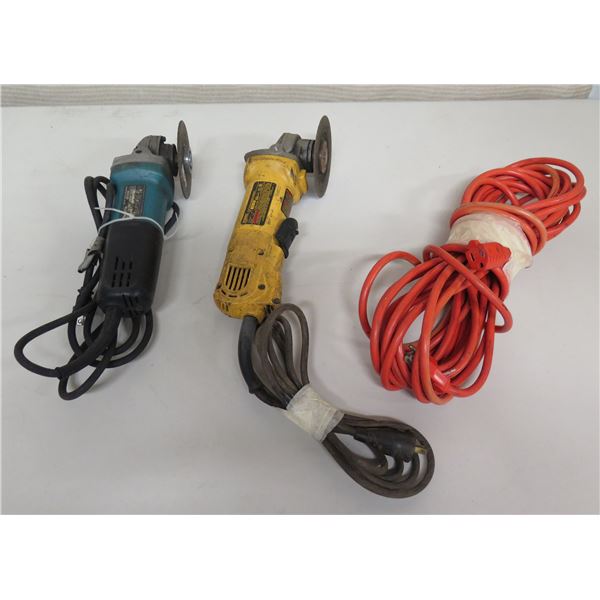 Makita 9553NB & DeWalt D28402 Angle Grinders w/ Extension Cord