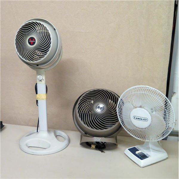Qty 3 Fans: Vornado Stand Fan, Lumin Air & Vornado Table Fans