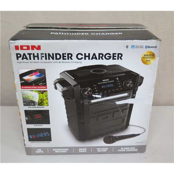 ION Pathfinder Charger High Power Speaker w/ AM/FM Radio & Microphone in Box