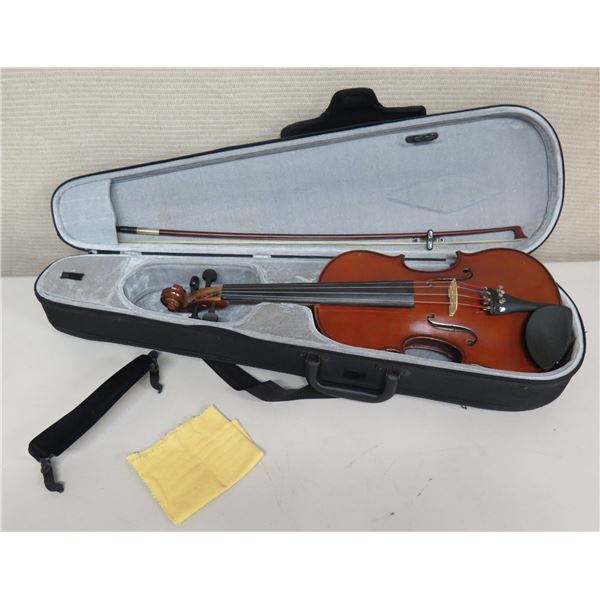 Wooden 4 String Violin & Bow in Hard Case