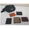 Image 1 : Qty 5 Wallets: Designer Logo, Black Leather, etc & Trans Fanny Pack Bag