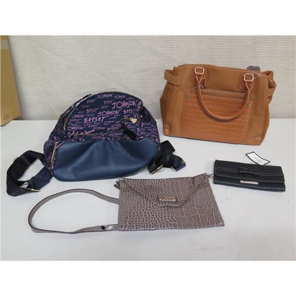 Qty 3 Handbags & Wallet: Nine West, Time and Tru, Betsey Johnson