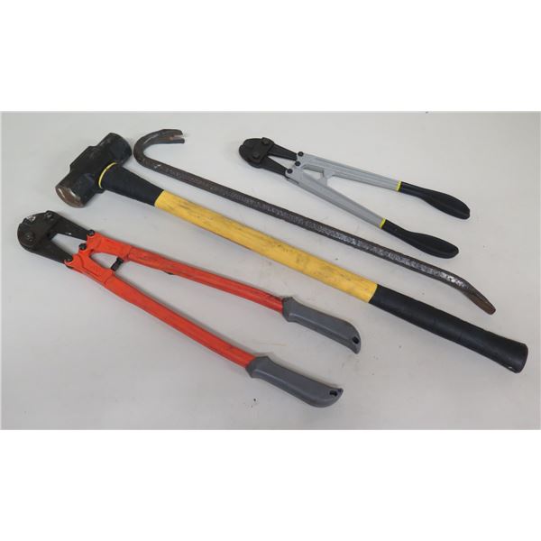 Qty 2 Wire Cutters, Sledge Hammer & Pry Bar