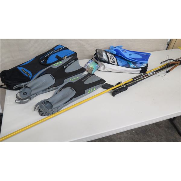 Seac 65 Spear Gun, Pair Tusa Short Fins & US Divers Fins, etc